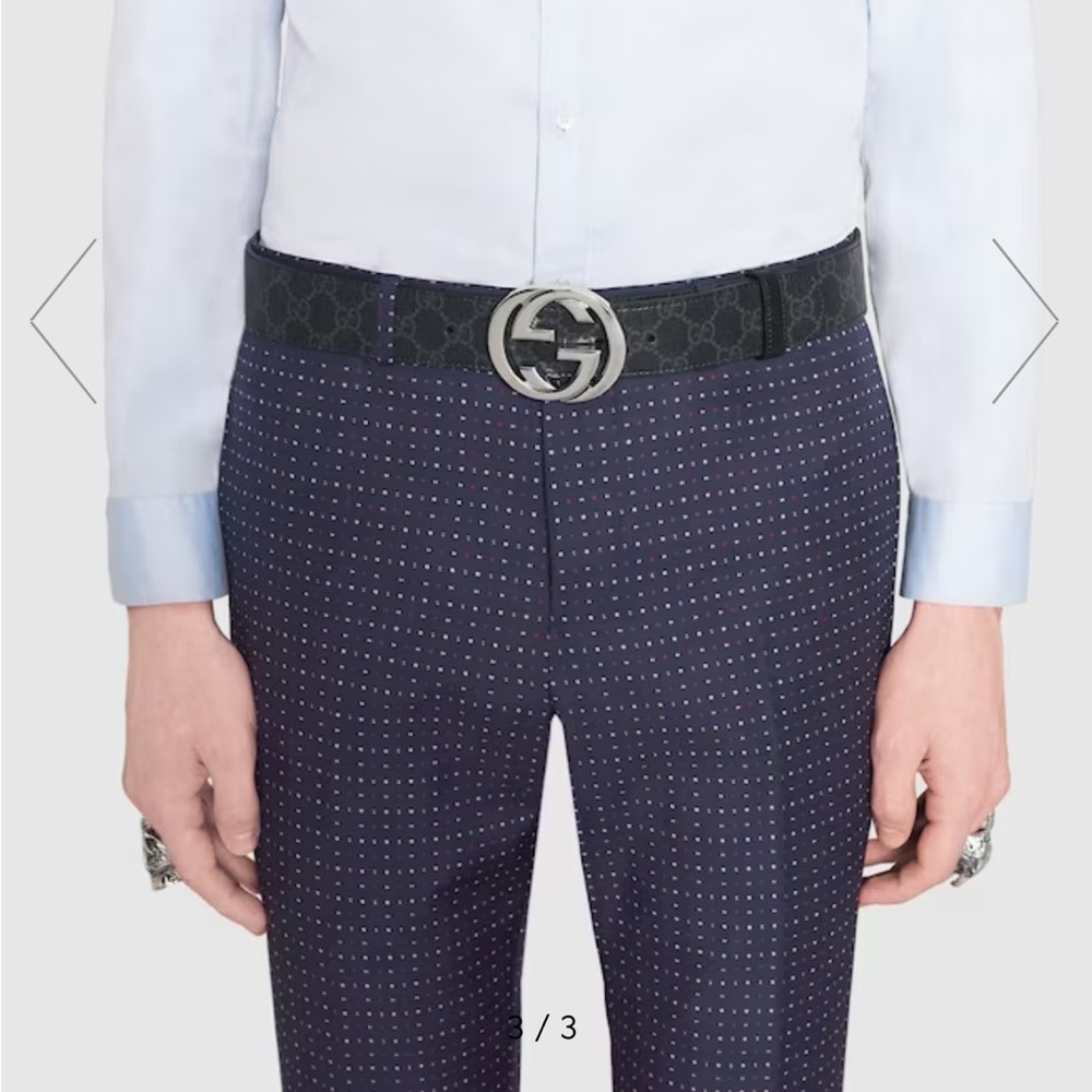 🔥Gucci Supreme Black Belt with Gold Interlocking GG Buckle. Size M-36🔥 - Picture 3 of 9